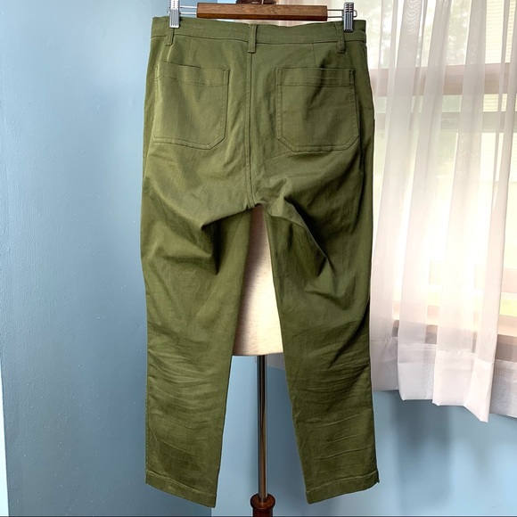 J. Crew Olive Slub Sateen Vintage Straight Cargo Pants - Picture 9 of 9